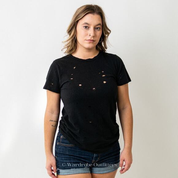 Lulus Distressed Acid Thrashed Black Tee - Picture 1 of 8